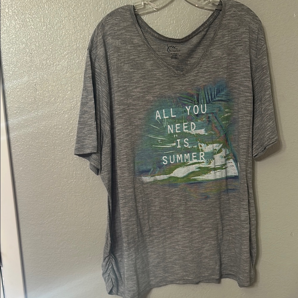 5 For $25 Just My Size Gray Oversized Short Sleeve T-Shirt